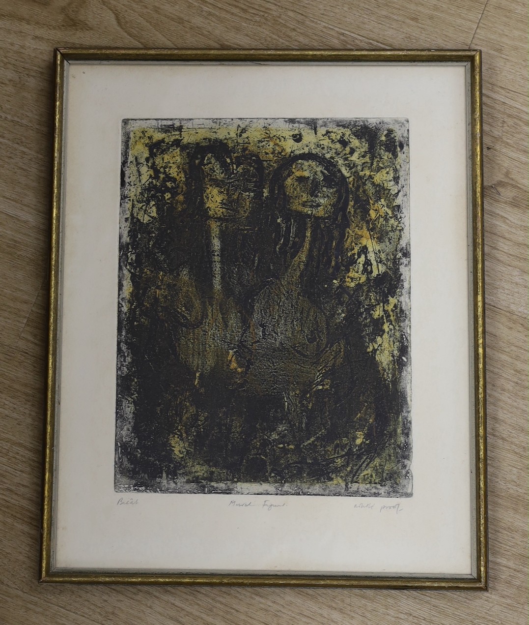 André Bicât (1909-1996), artist proof print, 'Mural figures', signed in pencil, 31 x 24cm